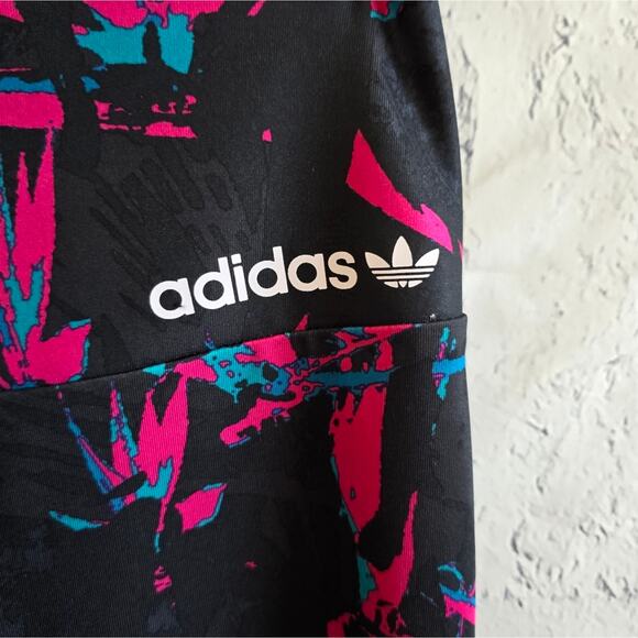 Adidas Women's Floral Pink And Blue All Over Print Tech Leggings Medium - Picture 6 of 14
